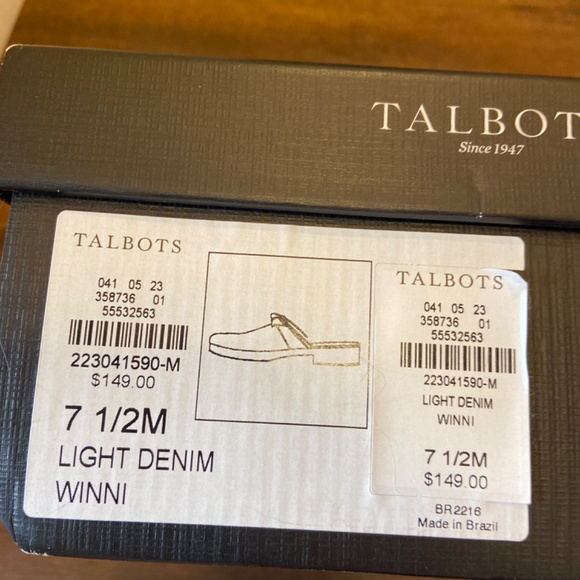 NEW IN BOX TALBOTS WINNI DENIM MULES CLOGS SZ 7.5 M SLIP ON DRESS SUMMER SPRING - Picture 8 of 8
